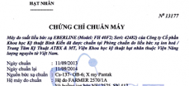 CHỨNG CHỈ CHUẨN MÁY ĐO SUẤT LIỀU BỨC XẠ EBERLINE